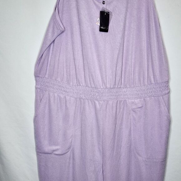 3X 22W 24W Torrid Purple Jumpsuit Romper One piece Terrycloth Lounge Cover Up Sw - Picture 3 of 8